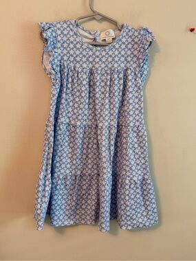 The Proper Peony Blue Star-Print Ruffle Sleeve Kids Dress